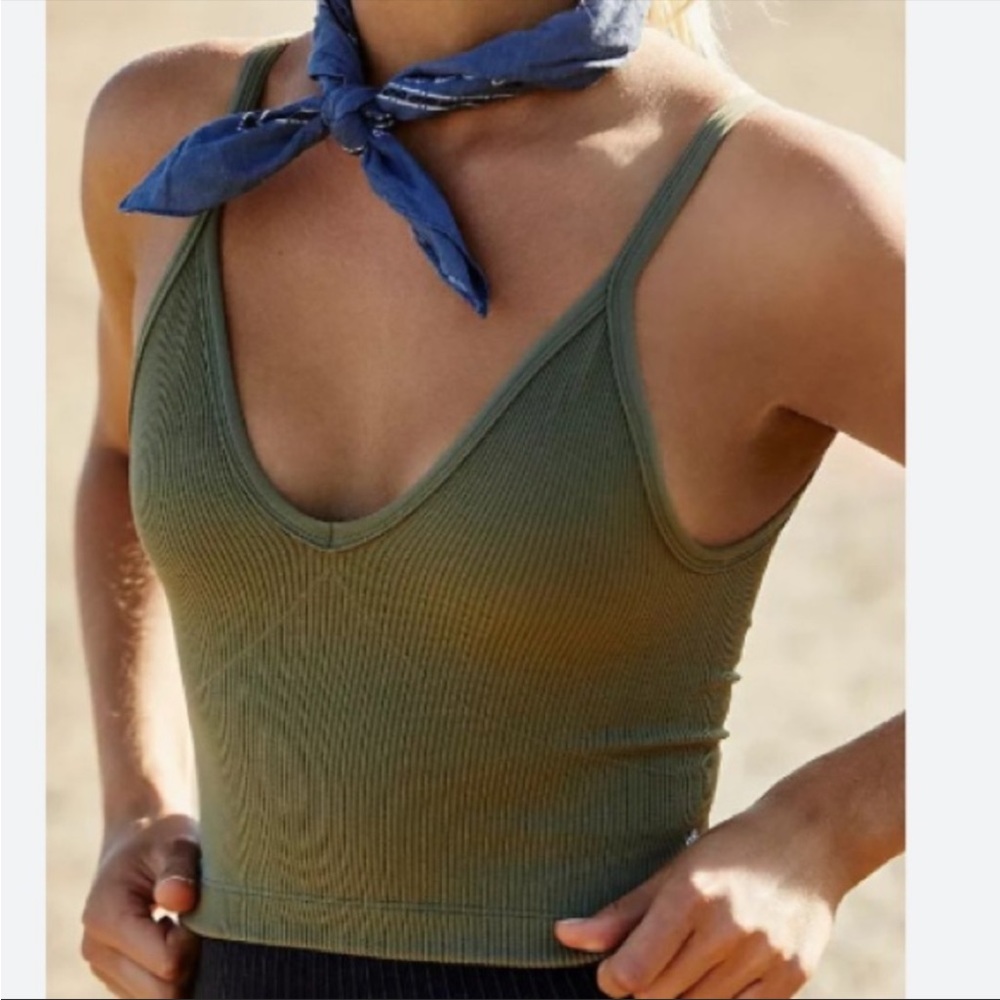 Free People x Movement Happiness Runs V-Neck Tank in Green | Size M/L